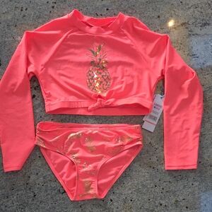 Limited Too Pink Pineapple Rashguard Set
